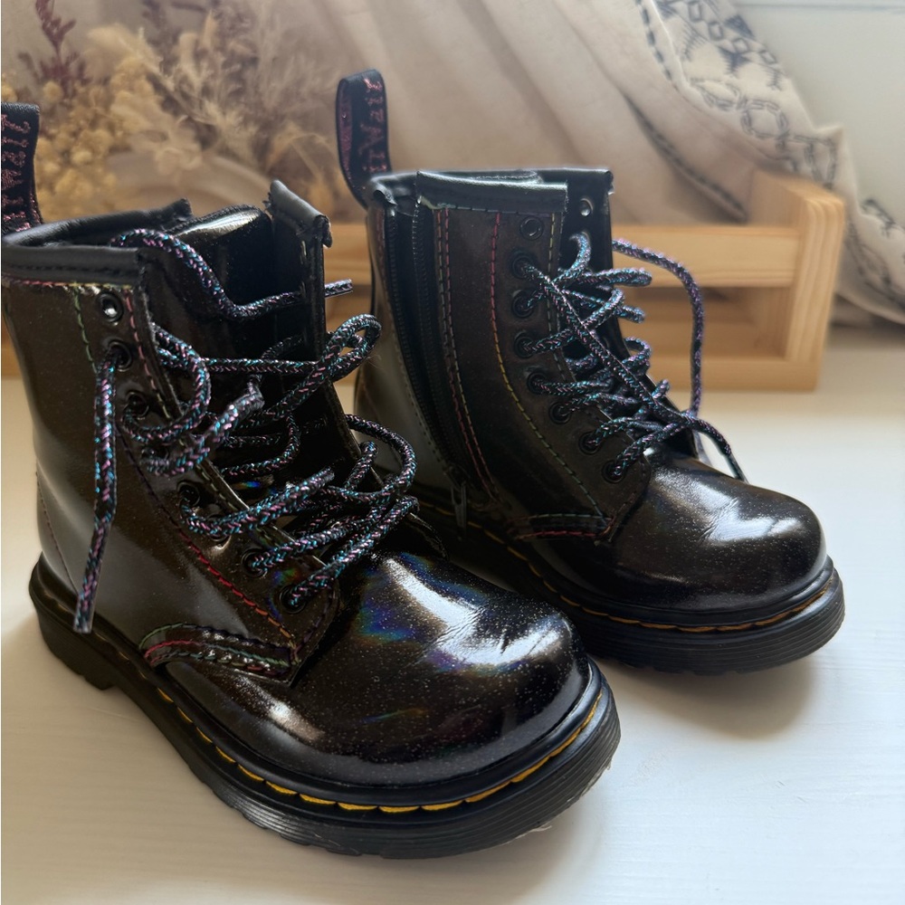 Dr Martens Glitter Patent Boots - Picture 5 of 9